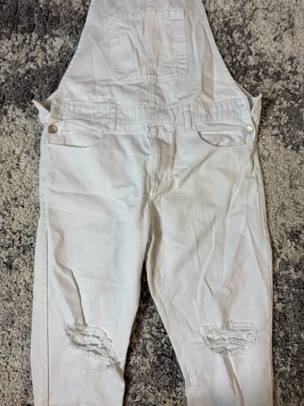 Forever 21Men, Men’s White Distressed Denim Jogger Pants Overalls, US Size: 32 - Picture 3 of 14